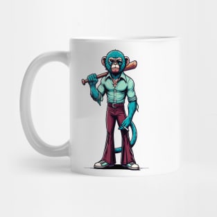 Retro Rebel: 70s Fashion monkey with baseball bat Mug